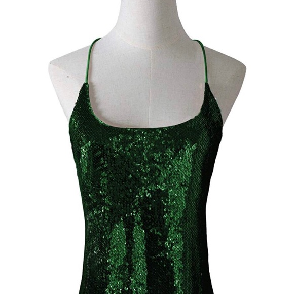 Green sequin club tank top - Picture 5 of 5